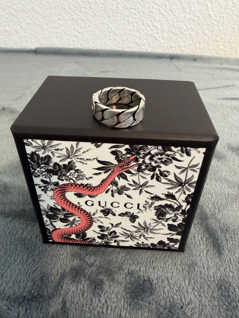 Brand New Gucci Interlocking G Gourmette Silver 925 Ring Sz 16 (US 7.5) - Picture 2 of 10